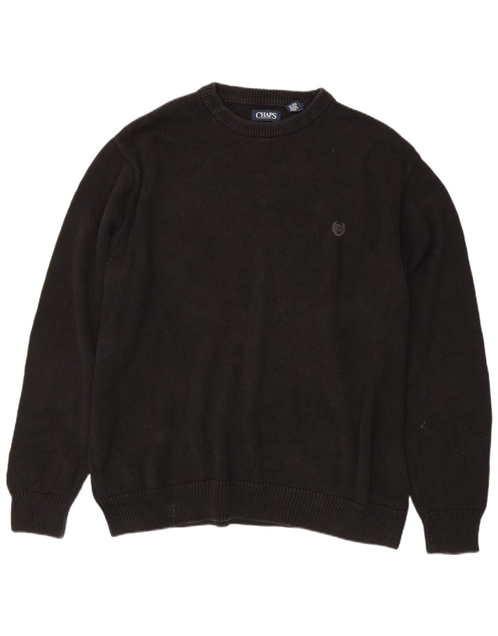 CHAPS Ανδρικό πουλόβερ με λαιμόκοψη 3XL μαύρο βαμβακερό