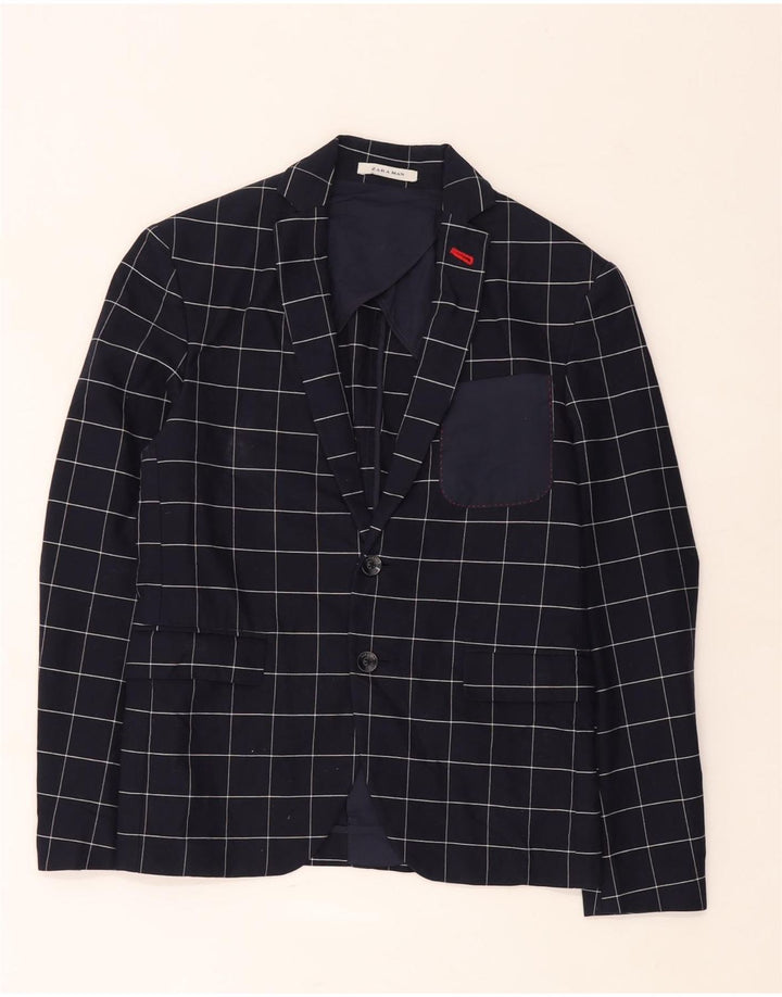 Zara Ανδρικό σακάκι μπλέιζερ με 2 κουμπιά EU 46 Small Navy Blue Check Cotton