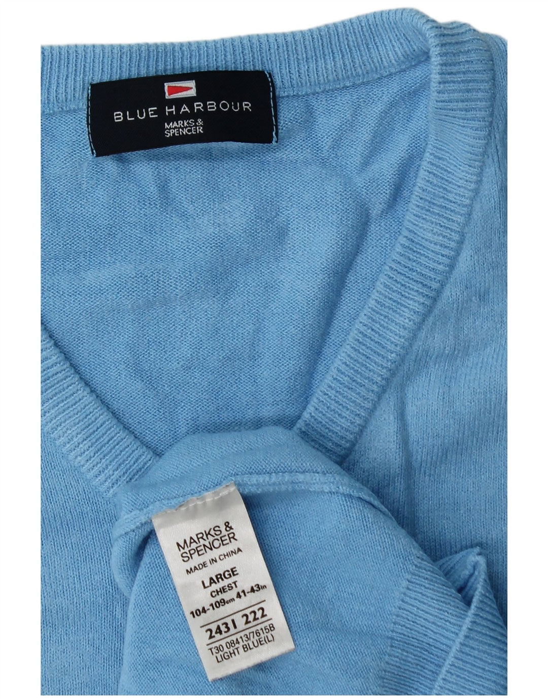 Marks & Spencer Ανδρικό πουλόβερ με λαιμόκοψη με λαιμόκοψη μεγάλο μπλε ακρυλικό