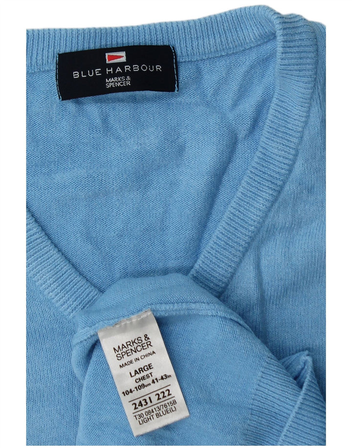 Marks & Spencer Ανδρικό πουλόβερ με λαιμόκοψη με λαιμόκοψη μεγάλο μπλε ακρυλικό