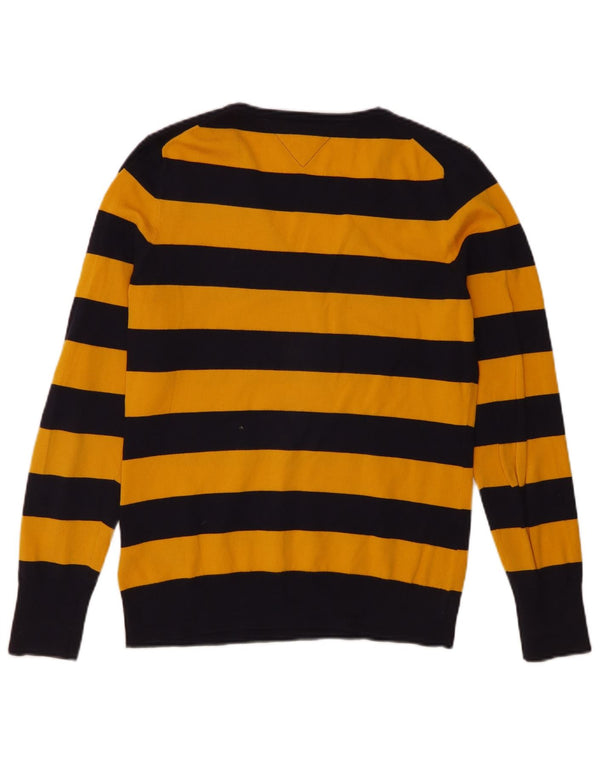 Tommy Hilfiger γυναικείο πουλόβερ με λαιμόκοψη UK 14 μεγάλο κίτρινο ριγέ
