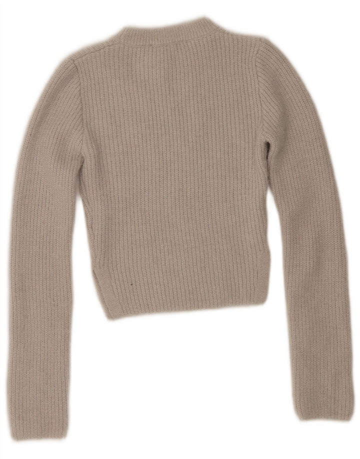 Zara Γυναικείο πουλόβερ με λαιμόκοψη Crop Crop UK 12 Medium Grey Polyester