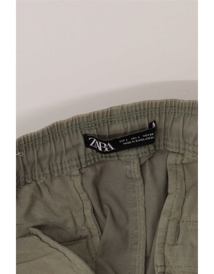 Zara Ανδρικό Σορτς Chino Large W32 Χακί
