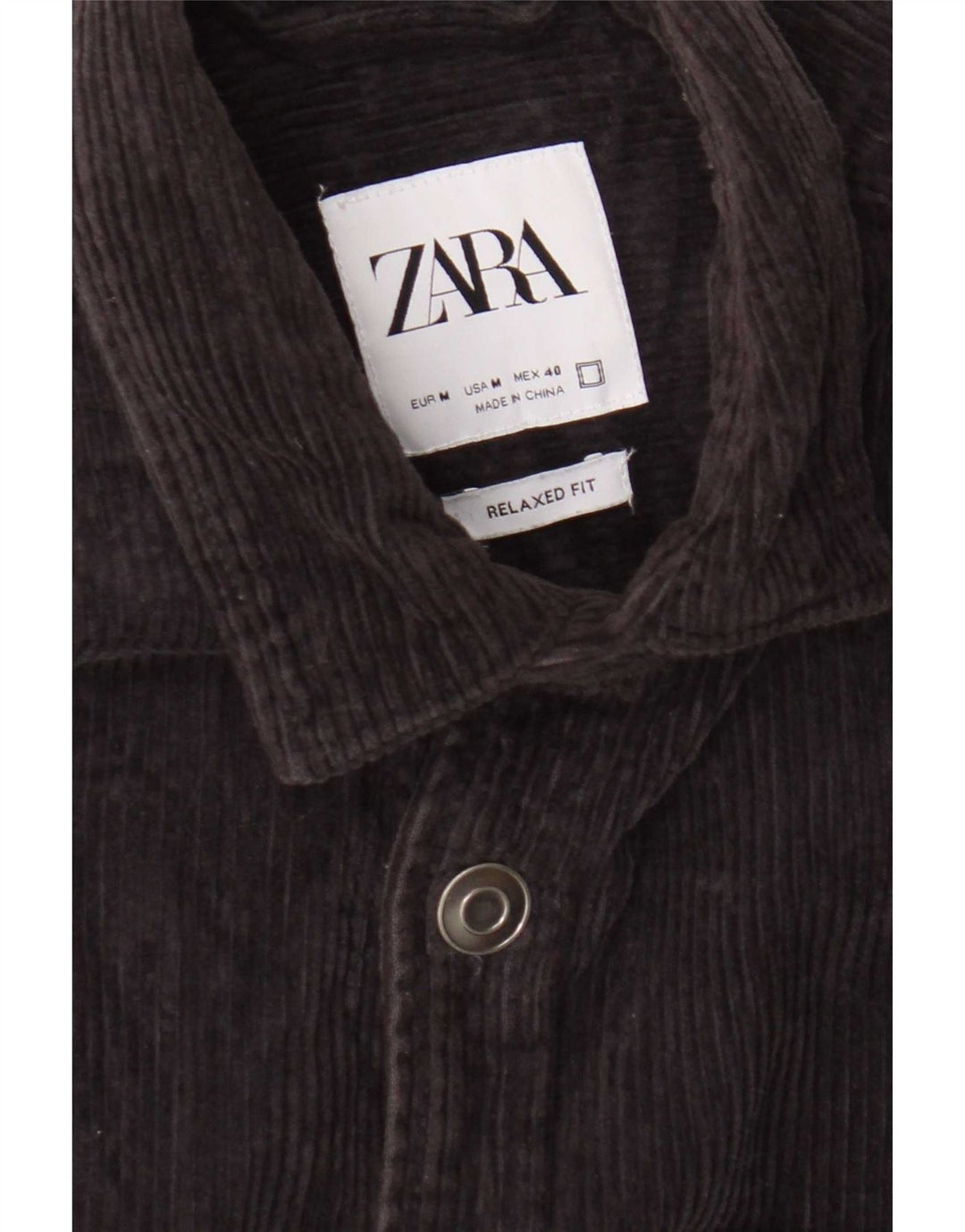 Zara Ανδρικό κοτλέ πουκάμισο Relaxed Fit Medium Navy Blue