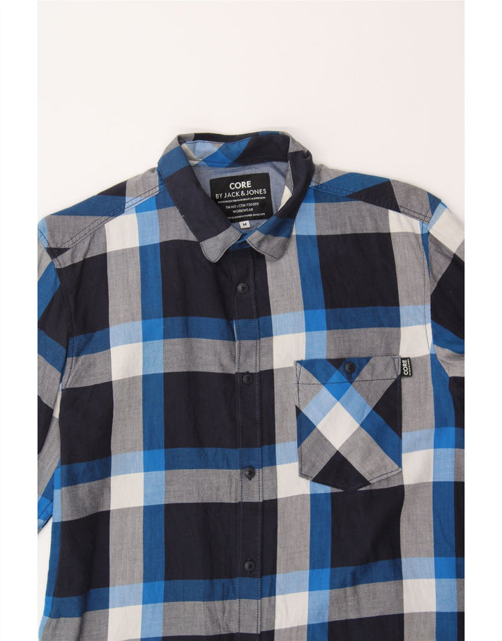 JACK & JONES Mens Core Shirt Medium Navy Blue Check Cotton Vintage Jack & Jones and Second-Hand Jack & Jones from Messina Hembry 