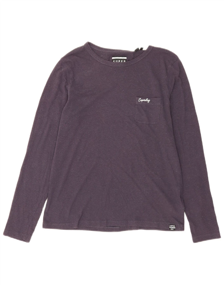 Γυναικείο μπλουζάκι Superdry μακρυμάνικο UK 12 μεσαίο μπλε βαμβακερό