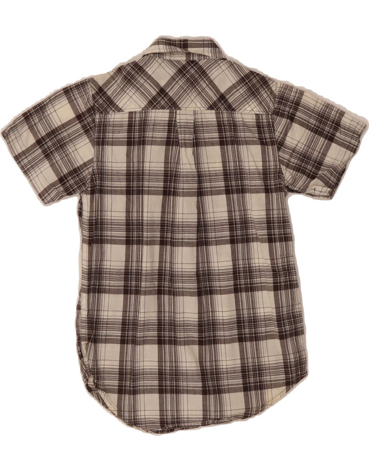 CHAPS Boys Short Sleeve Shirt 6-7 Years Brown Check Cotton Vintage Chaps and Second-Hand Chaps from Messina Hembry 
