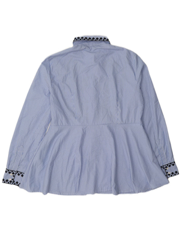 Zara Γυναικείο πουκάμισο Μπλούζα UK 14 Medium Blue Pinstripe Polyester