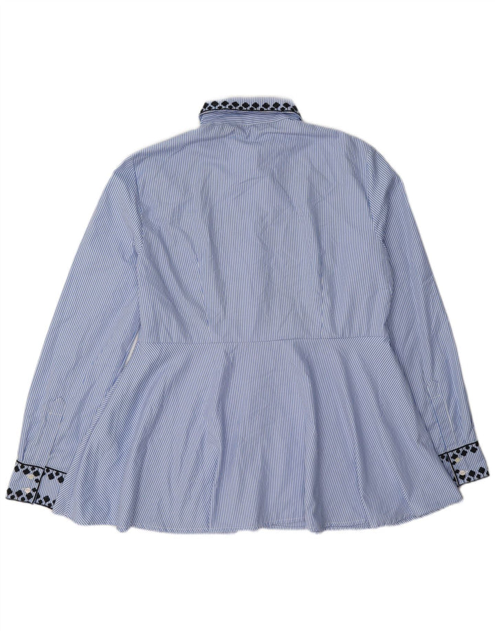 Zara Γυναικείο πουκάμισο Μπλούζα UK 14 Medium Blue Pinstripe Polyester