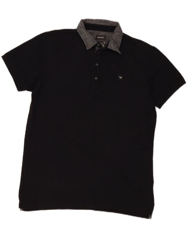 Ανδρικό Diesel Slim Fit Polo πουκάμισο XL Μαύρο Colourblock Βαμβακερό