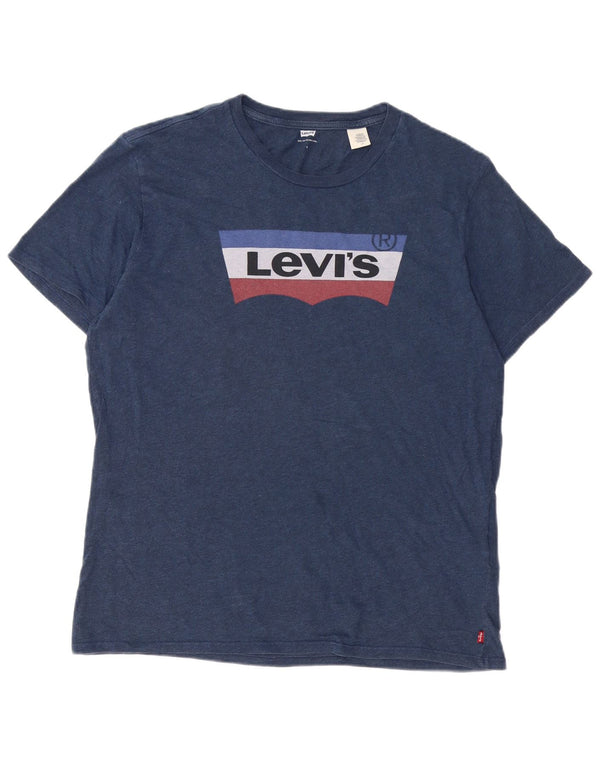 Ανδρικό γραφικό T-Shirt Levi's Top Large Navy Blue από βαμβάκι
