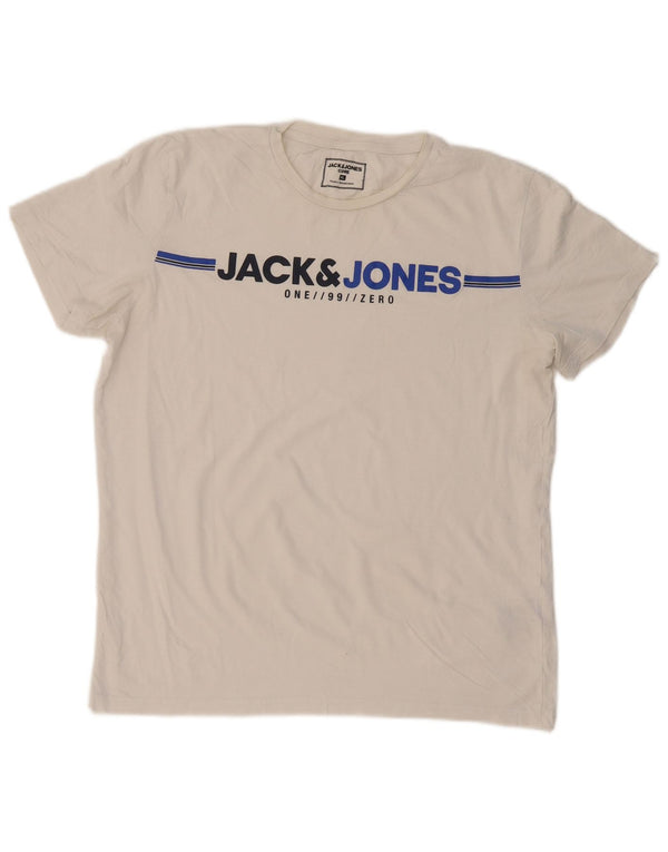 JACK & JONES Ανδρικό γραφικό T-Shirt Top XL Λευκό βαμβακερό