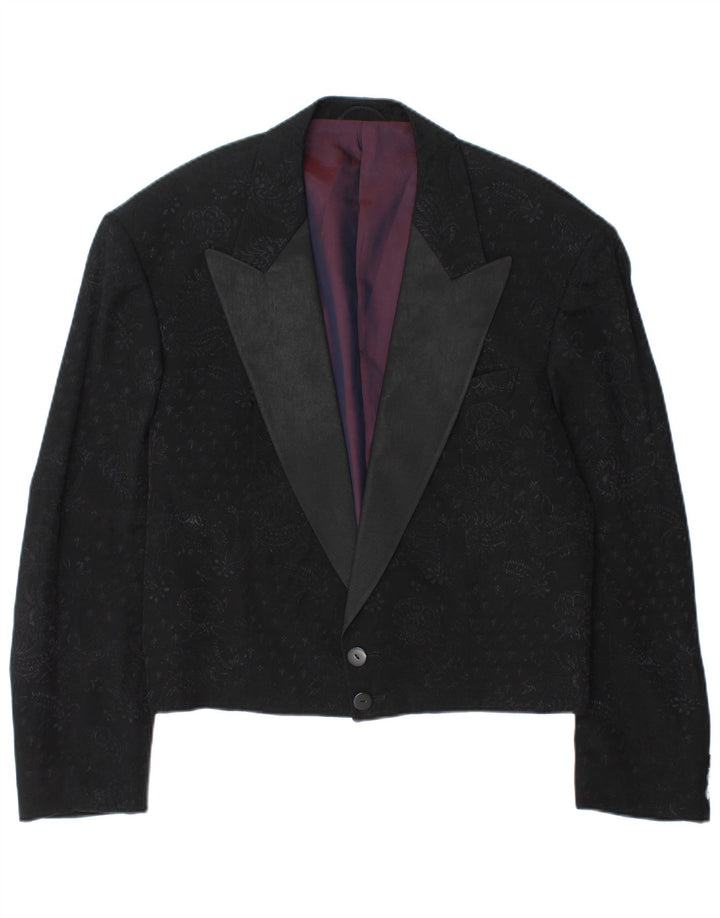 Wilvorst Ανδρικό σακάκι blazer UK 40 μεγάλο μαύρο Paisley Viscose