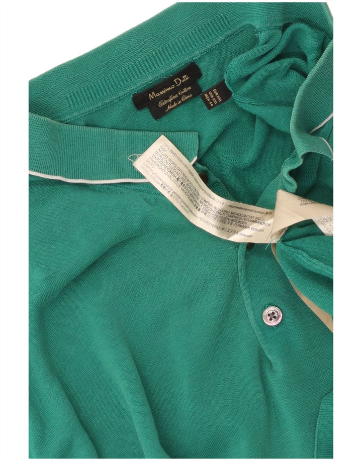 Ανδρικό μπλουζάκι πόλο Massimo Dutti 2XL πράσινο βαμβακερό