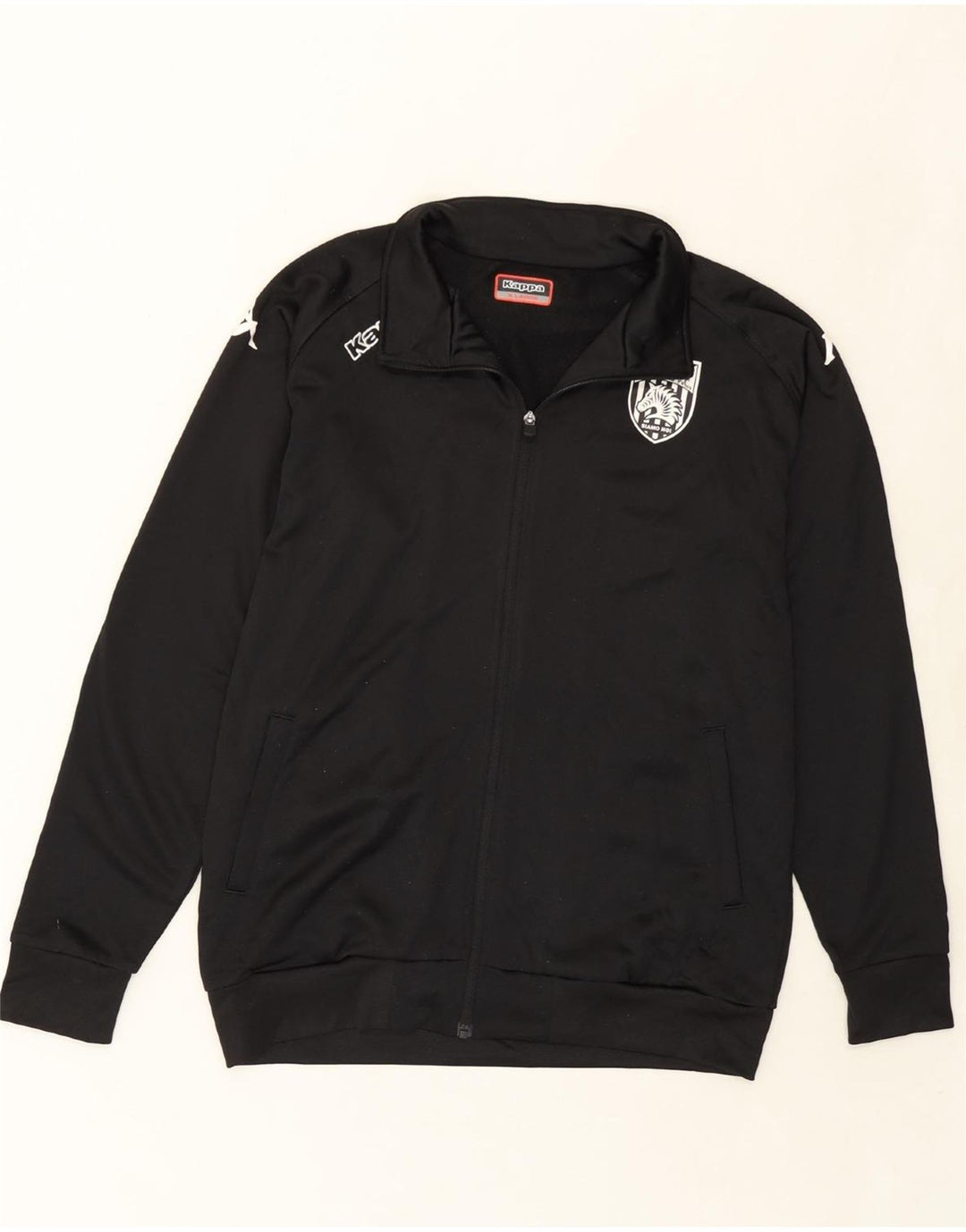KAPPA Mens Graphic Tracksuit Top Jacket XL Black Polyester Vintage Kappa and Second-Hand Kappa from Messina Hembry 