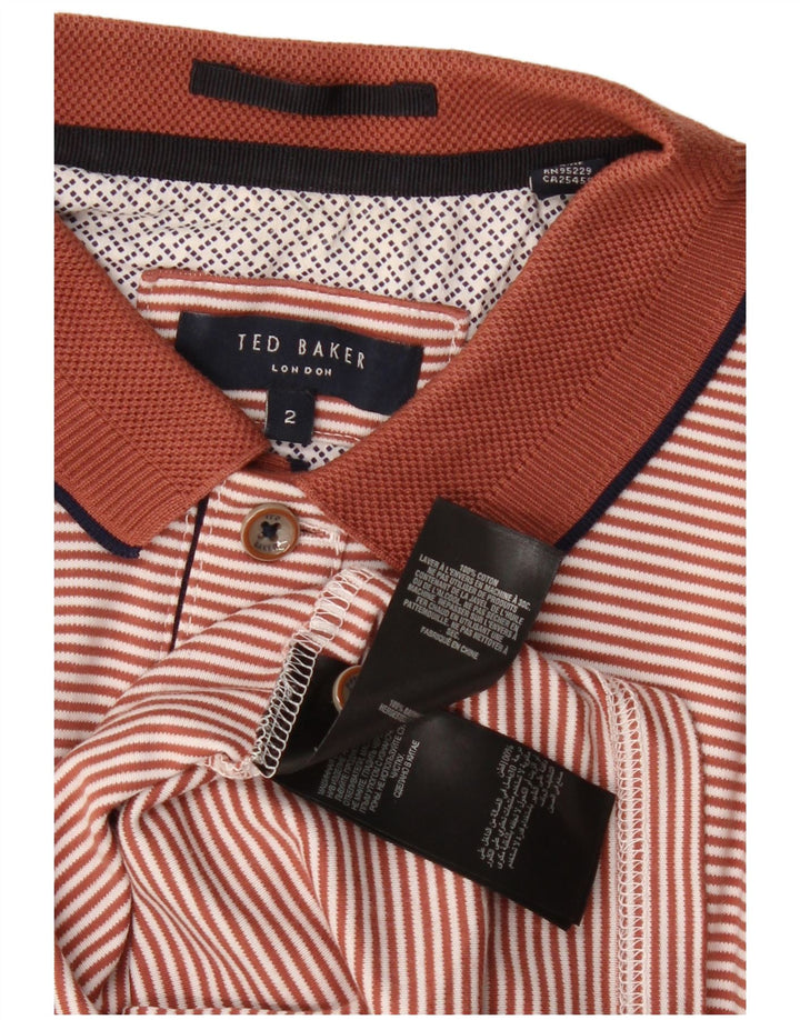Ανδρικό μπλουζάκι πόλο Ted Baker Νούμερο 2 Μικρό καφέ ριγέ βαμβακερό