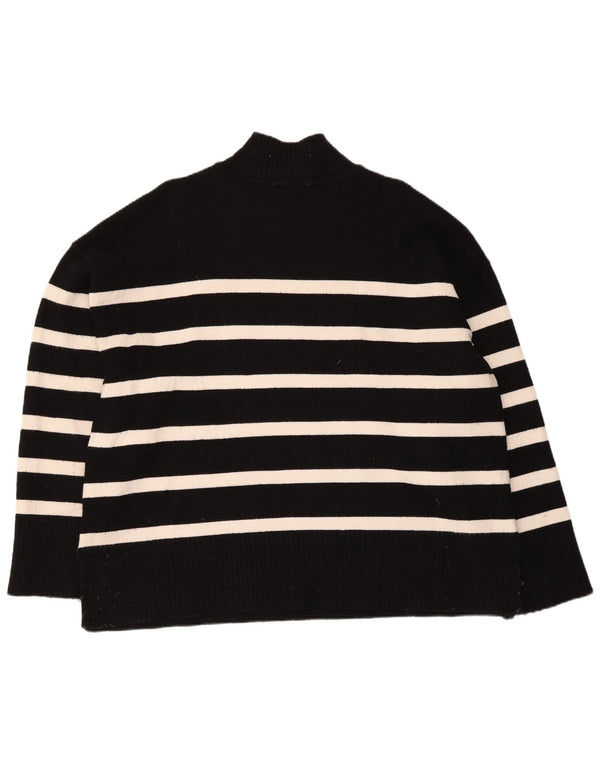 Zara γυναικείο πουλόβερ με λαιμόκοψη χελώνας UK 18 XL μαύρο ριγέ