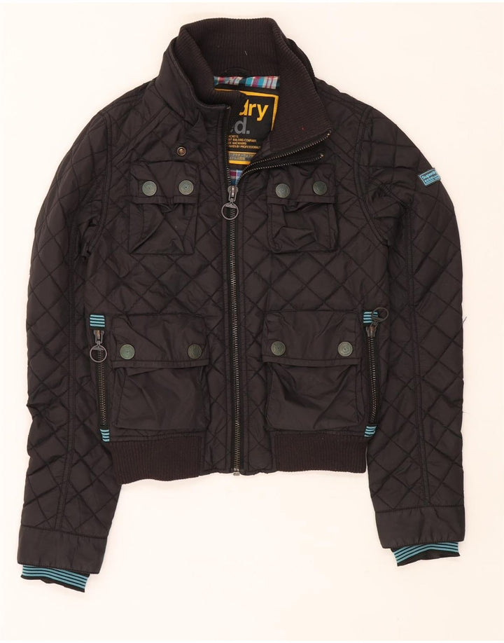Superdry Γυναικείο Καπιτονέ Utility Μπουφάν UK 10 Small Black Nylon