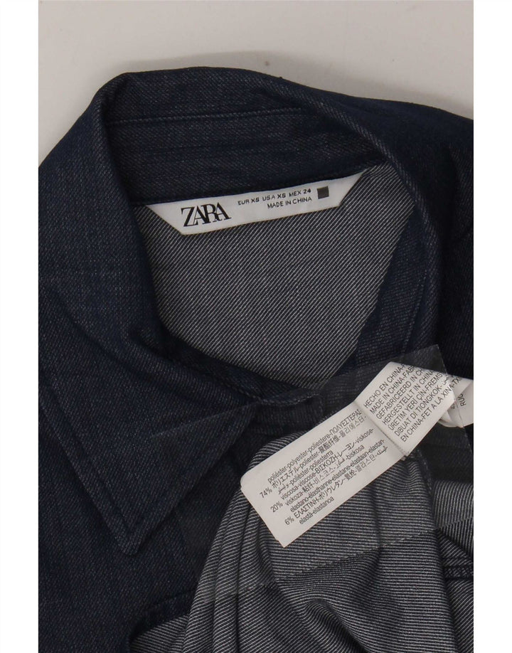 Zara Γυναικείο πουκάμισο Oversized UK 6 XS Navy Blue Polyester