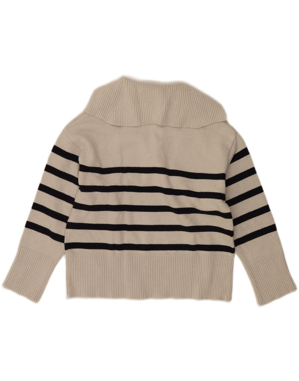 Zara γυναικείο πουλόβερ με ρολό λαιμόκοψη UK 10 Small Off White ριγέ