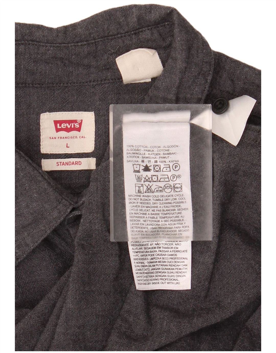 Ανδρικό κοντομάνικο πουκάμισο LEVI'S Standard Fit μεγάλο γκρι βαμβακερό