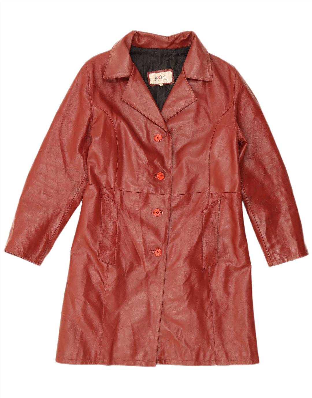 Vintage γυναικείο δερμάτινο παλτό UK 14 Large Maroon Leather