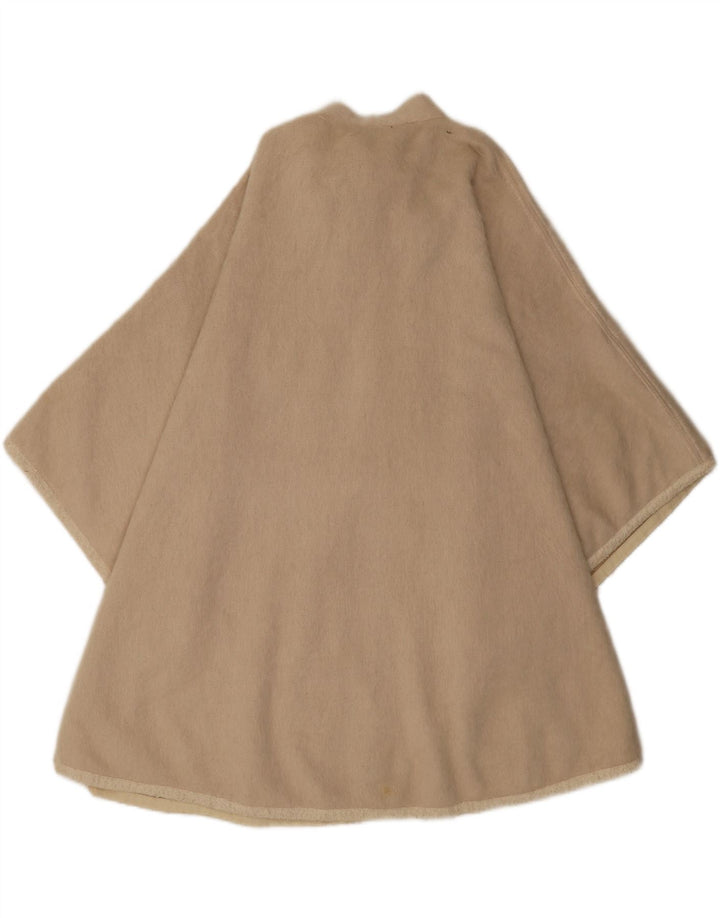 Vintage γυναικείο παλτό Cape One Size Beige παρθένο μαλλί