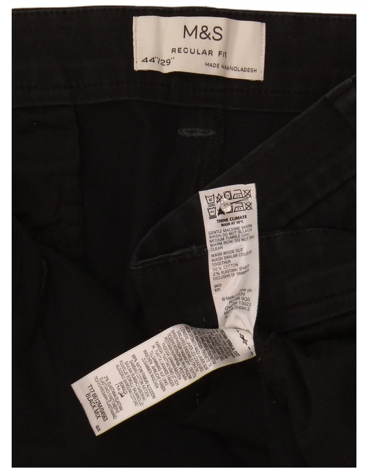 Ανδρικό κομμένο παντελόνι Marks & Spencer W44 L25 μαύρο βαμβακερό