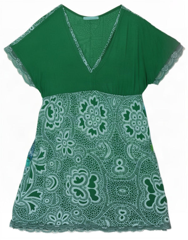 Desigual Γυναικείο φόρεμα A-Line UK 12 Medium Green Geometric