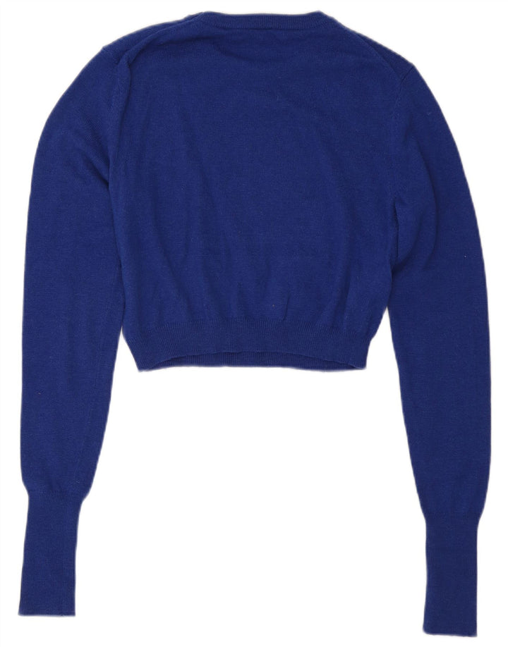 Zara Γυναικείο πουλόβερ με λαιμόκοψη Crop Crop UK 12 Medium Blue