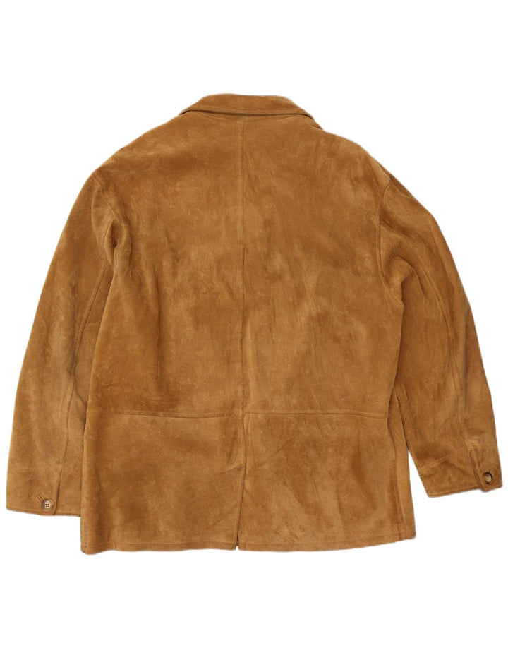 Vintage Ανδρικό τζάκετ 4 κουμπιών Suede Blazer IT 56 3XL Beige