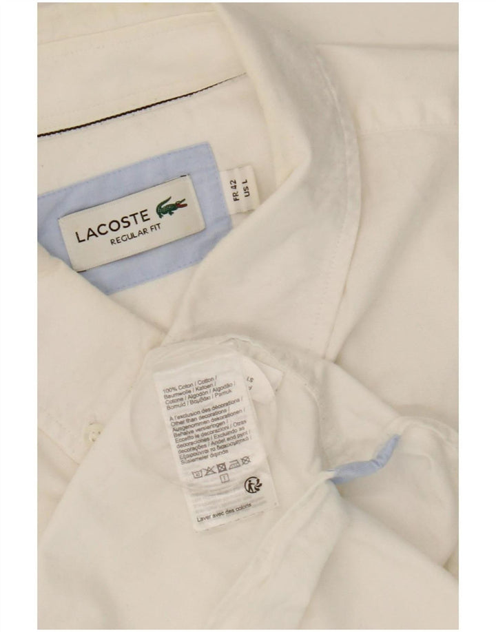 Ανδρικό πουκάμισο Lacoste Νούμερο 42 Μεγάλο λευκό βαμβακερό