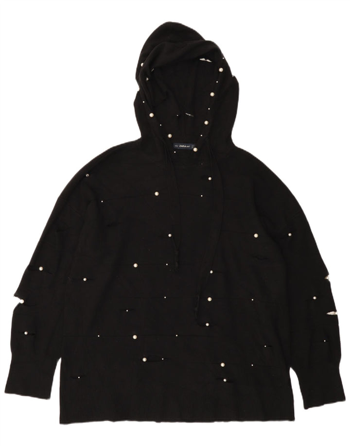Zara Γυναικείο πουλόβερ με κουκούλα UK 10 Small Black