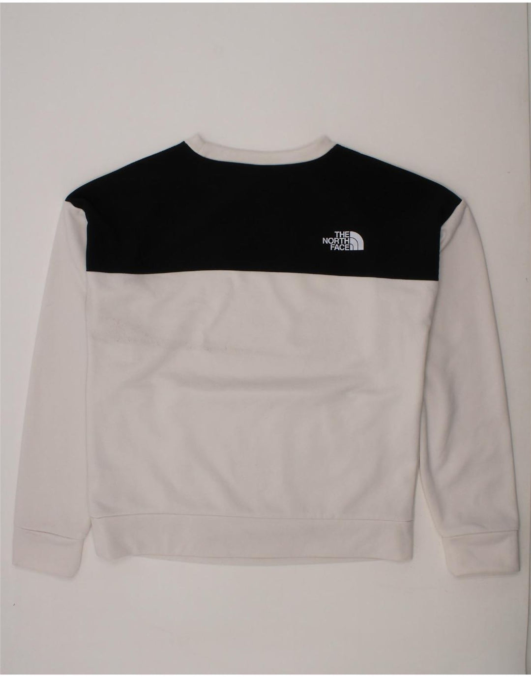 THE NORTH FACE Womens Sweatshirt Jumper UK 14 Medium White Colourblock Vintage The North Face and Second-Hand The North Face from Messina Hembry 