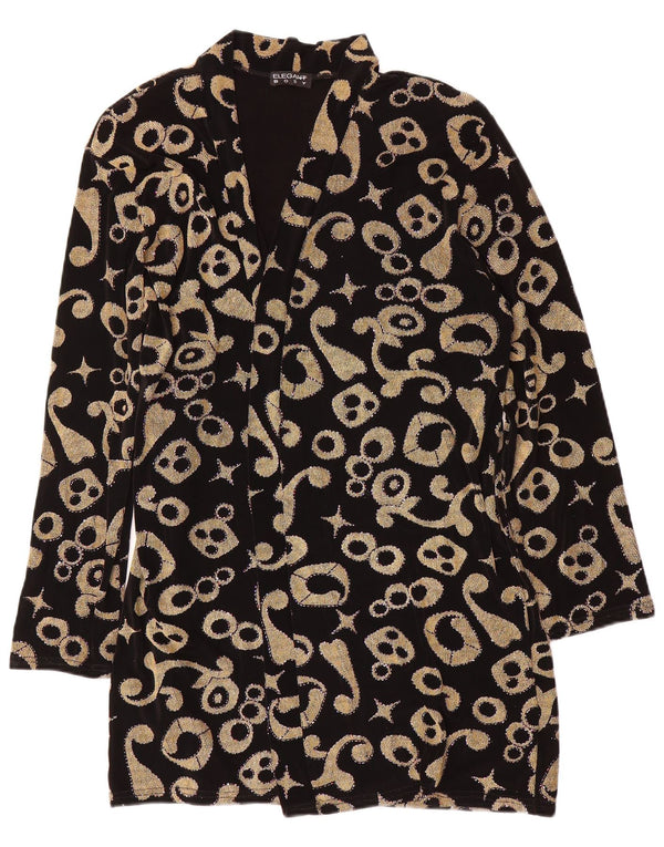 Vintage Γυναικείο Abstract Pattern Longline Blazer Jacket UK 18 XL Black Retro