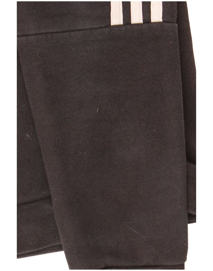 ADIDAS Boys Zip Hoodie πουλόβερ 11-12 ετών μαύρο βαμβακερό