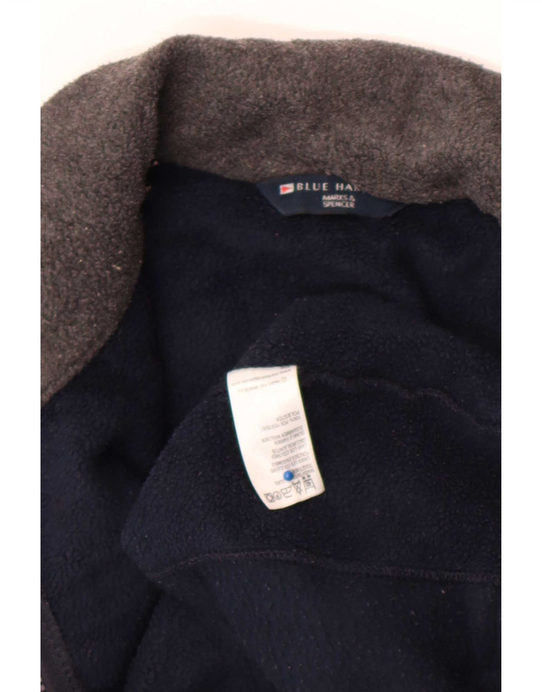 Marks & Spencer Mens Blue Harbor Fleece Jacket UK 38 Medium Navy Polyester
