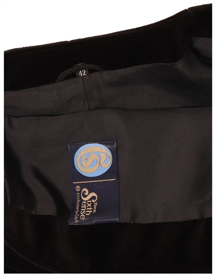 Your Sixth Sense Womens Open Velvet Blazer Jacket EU 42 Large Black