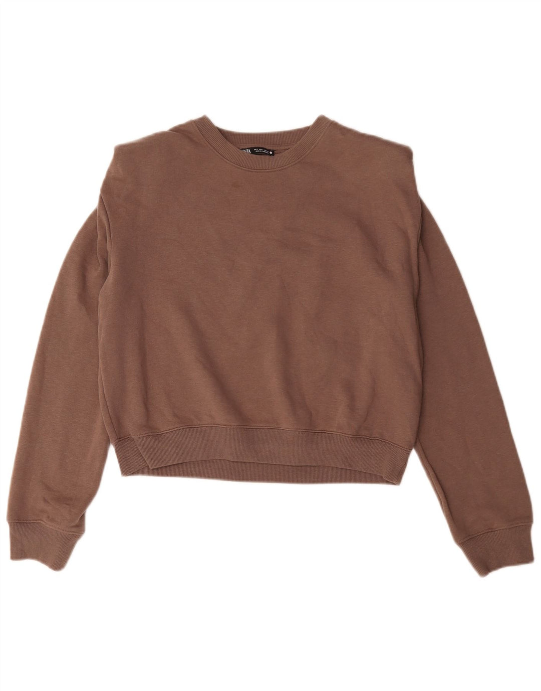 Zara Γυναικείο Φούτερ μεγάλου μεγέθους Jumper UK 10 Small Brown Βαμβακερό