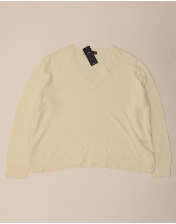 Marks & Spencer Γυναικείο πουλόβερ με λαιμόκοψη UK 20 2XL Off White Ακρυλικό