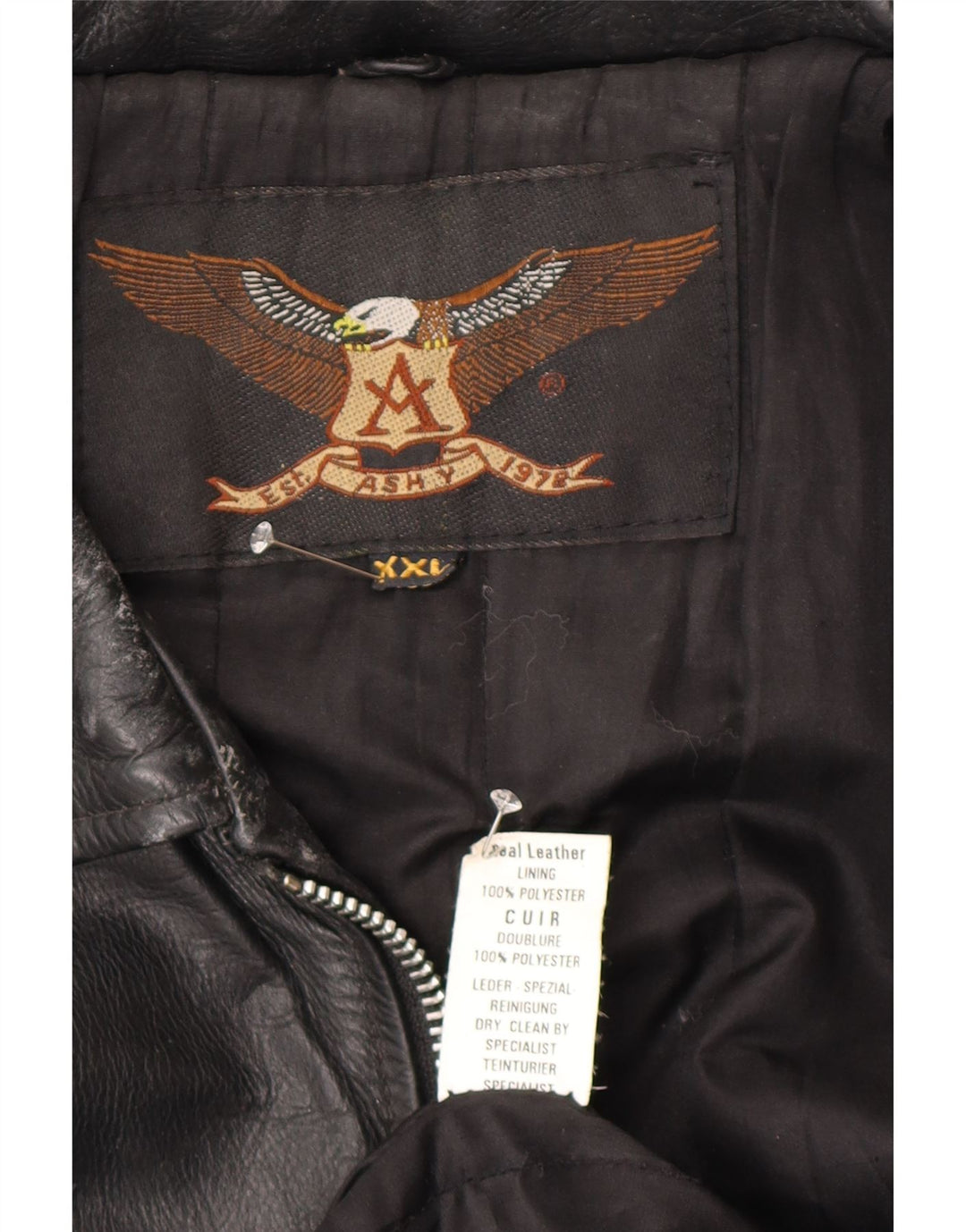 Ashy Ανδρικό Δερμάτινο Μπουφάν UK 44 2XL Μαύρο Δερμάτινο