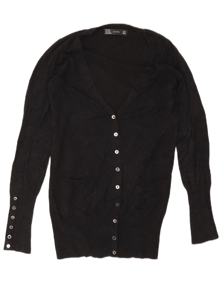 Zara Γυναικεία Ζακέτα UK 10 Small Black Rayon