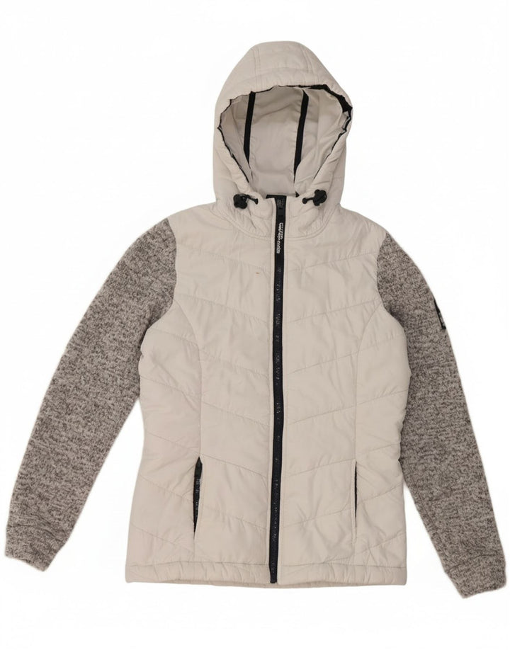 Γυναικείο μπουφάν με κουκούλα Superdry UK 8 Small White Colourblock
