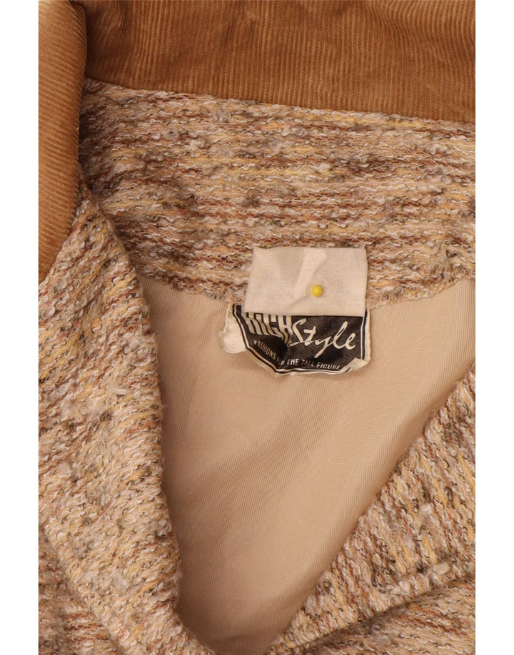 Vintage γυναικείο σακάκι με 4 κουμπιά σακάκι UK 14 Μεγάλο μπεζ φλοκτέ