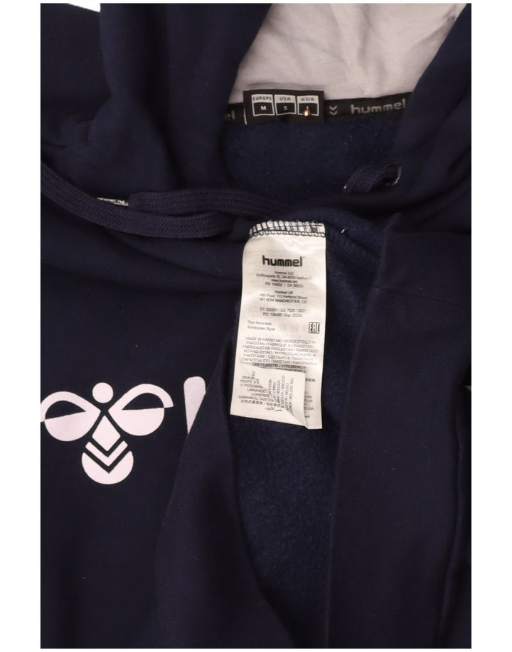 HUMMEL Mens Graphic Hoodie Jumper Medium Navy Blue Cotton