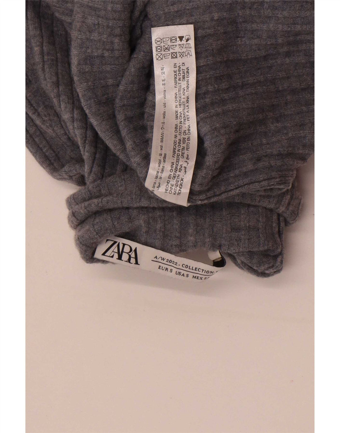 Zara Γυναικείο πουλόβερ με ρολό λαιμόκοψη UK 8 Small Grey Wool