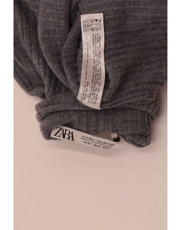 Zara Γυναικείο πουλόβερ με ρολό λαιμόκοψη UK 8 Small Grey Wool