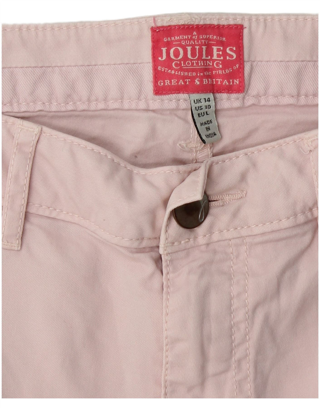 JOULES Γυναικείο κωνικό παντελόνι Chino UK 14 μεγάλο W32 L25 Ροζ βαμβακερό