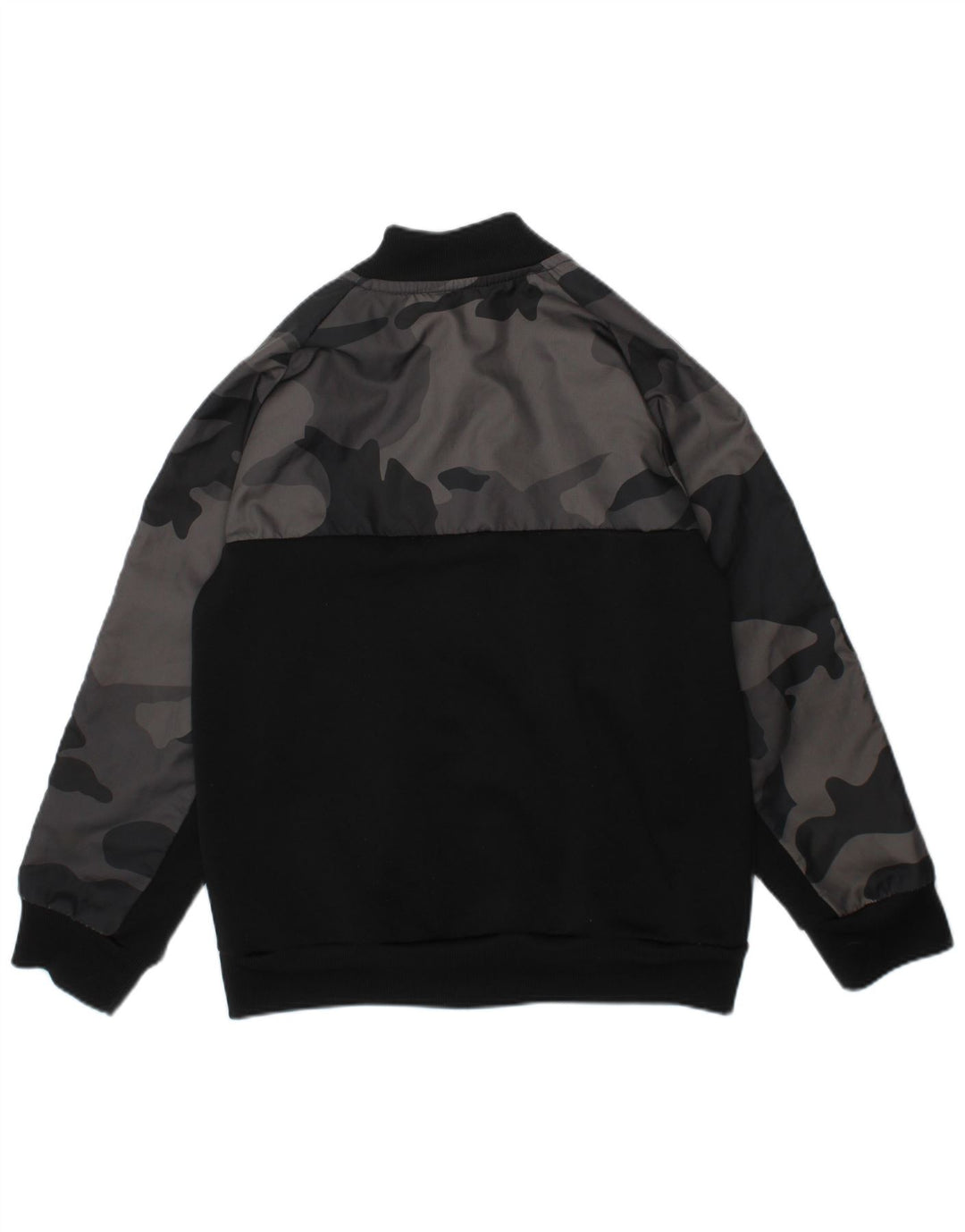 ADIDAS Boys Tracksuit Top Jacket 5-6 Years Black Camouflage Polyester