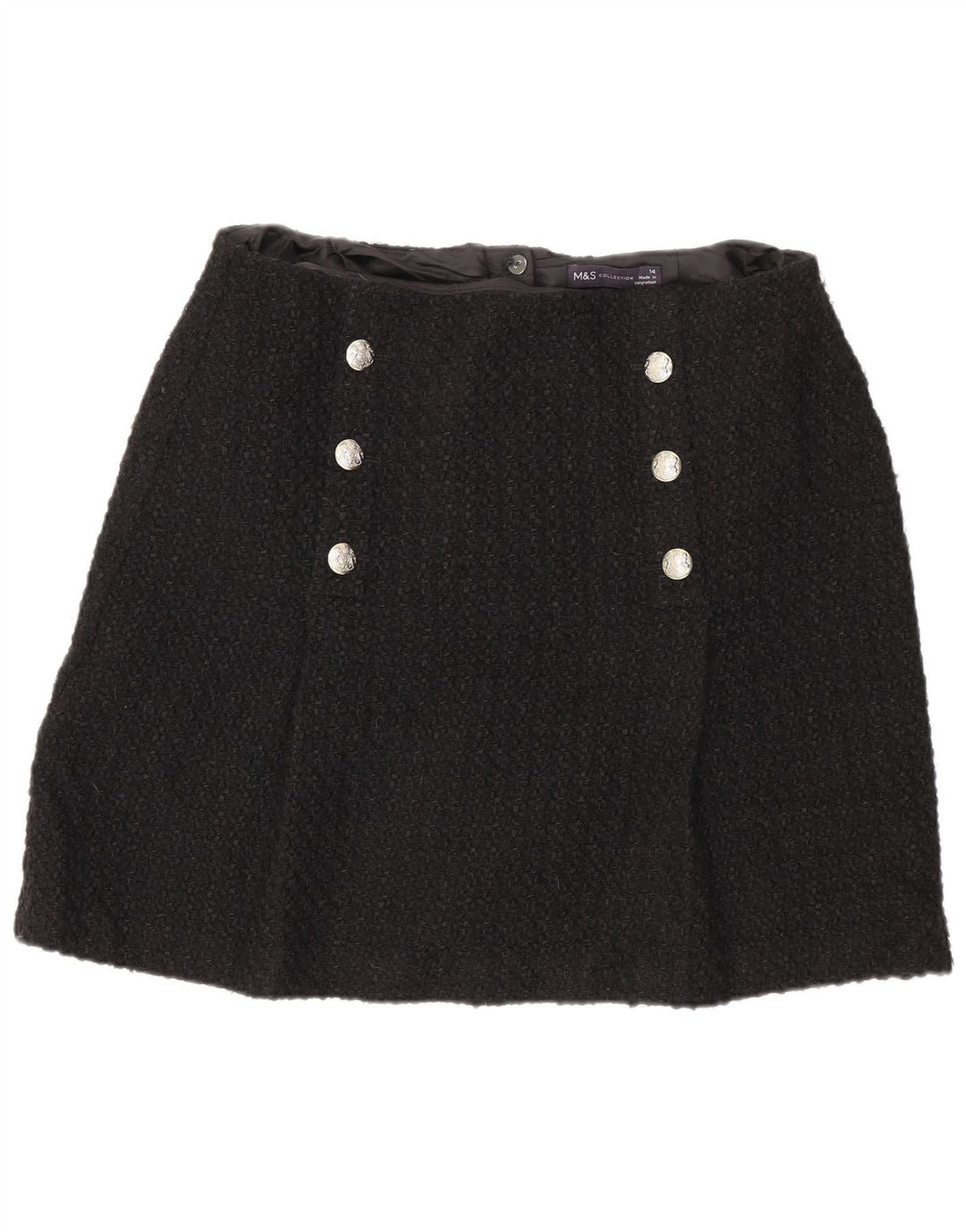 Marks & Spencer Γυναικεία Μίνι Φούστα UK 14 Medium W32 Μαύρο Ακρυλικό